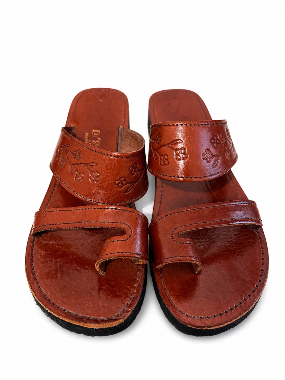 Brown Leather Slide Sandals